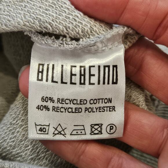 BilleBeino Stripe Hoodie Unisex Size S Pure Waste Recycled Materials Grey - Picture 11 of 12